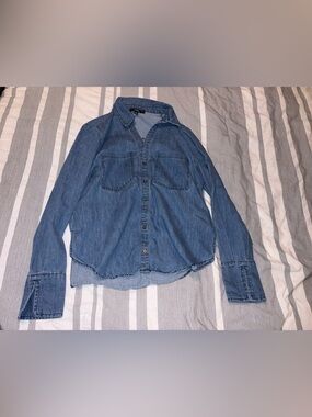 Lulu's Light Wash Denim Button-Up Shirt